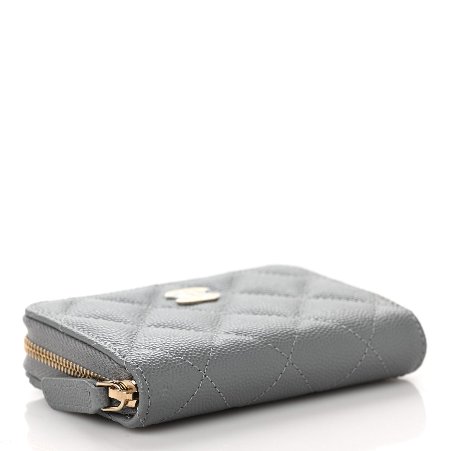 Caviar Quilted Zip Coin Purse Grey