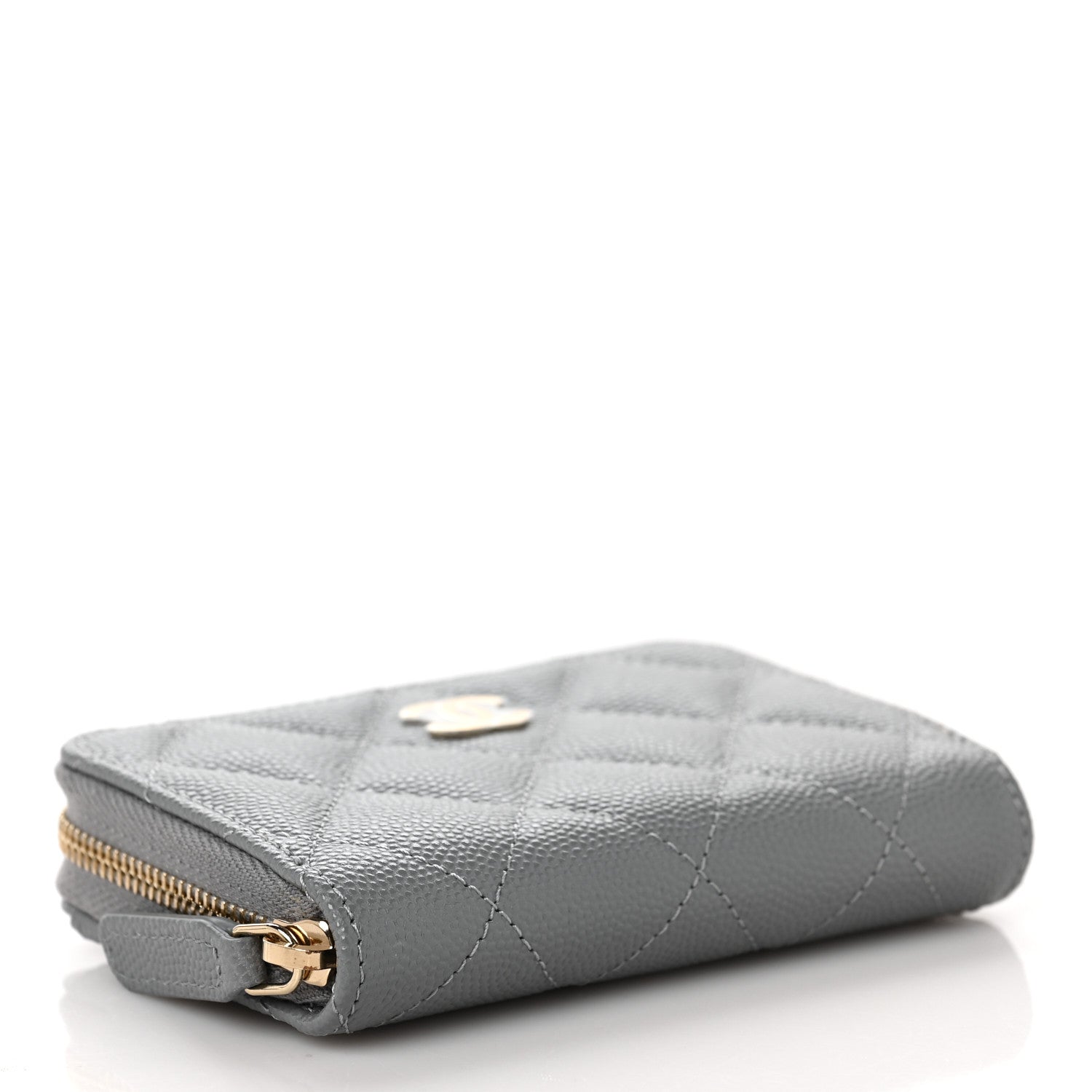 Chanel Caviar Quilted Zip Coin Purse Grey 8 of 10