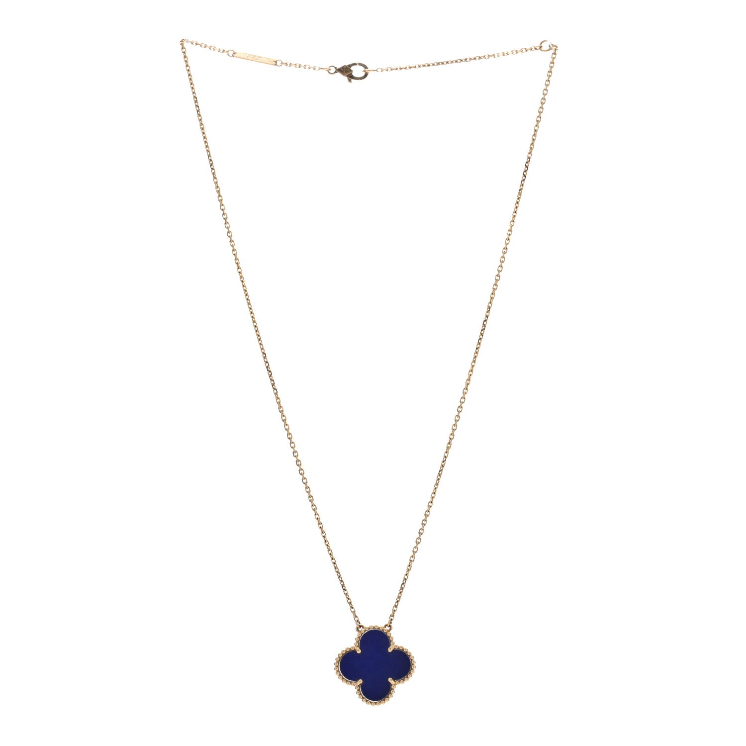 Van Cleef & Arpels 18K Yellow Gold Blue Sevres Porcelain Magic Alhambra Vendome Necklace 3 of 6