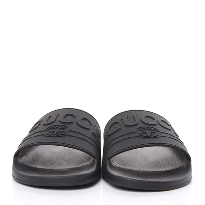Gucci Rubber Womens Logo Slide Sandals 39 Black 2 of 7
