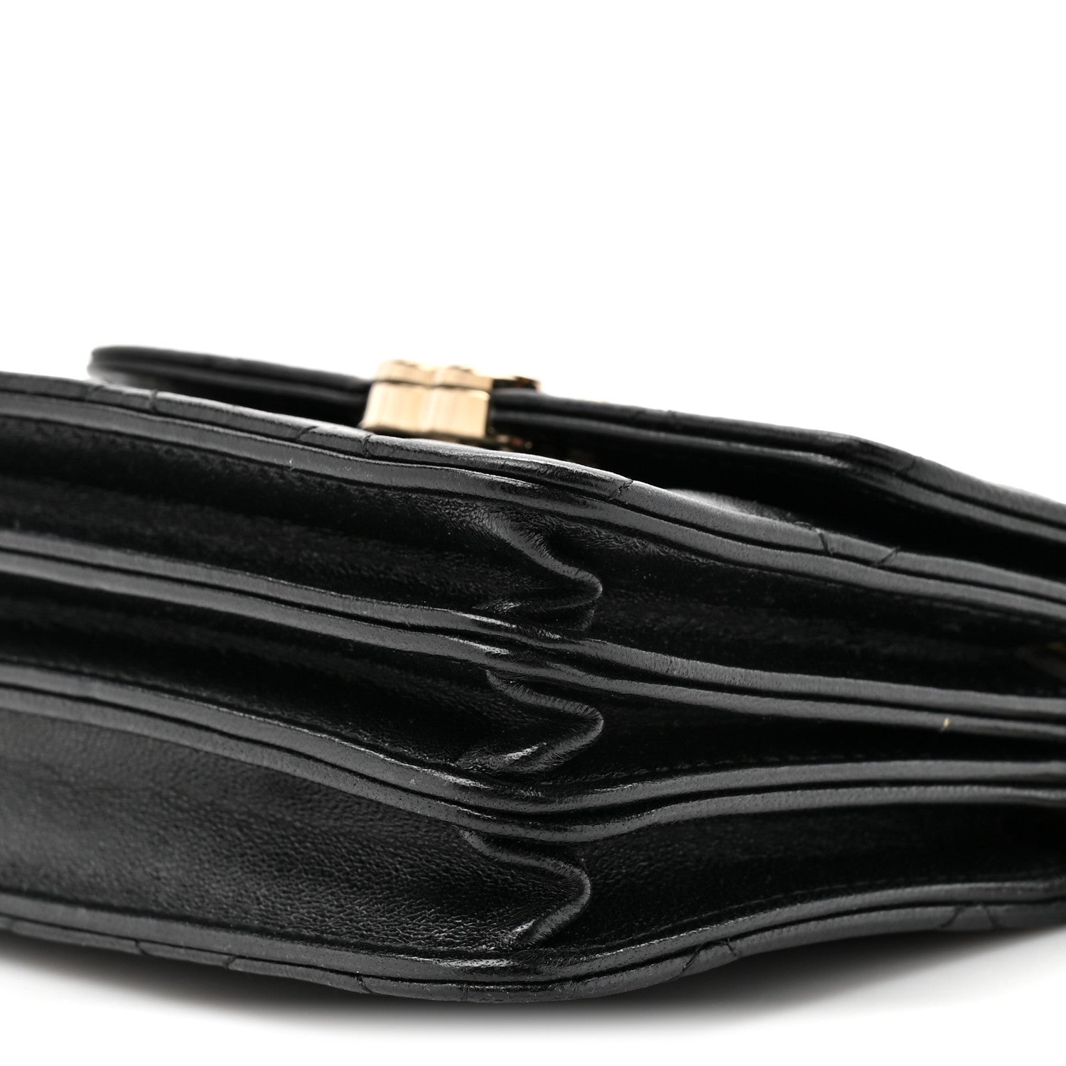 Chanel Lambskin Metal Quilted Top Handle Flap Clutch With Chain Black 9 of 11