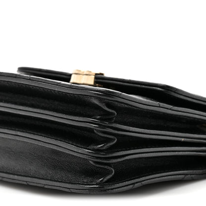 Chanel Lambskin Metal Quilted Top Handle Flap Clutch With Chain Black 9 of 11