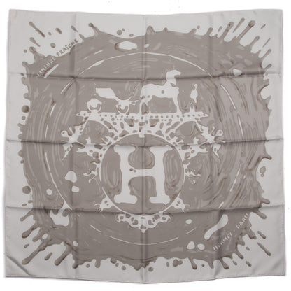 Hermes Silk Peinture Fraiche 90 White Sepia 1 of 7