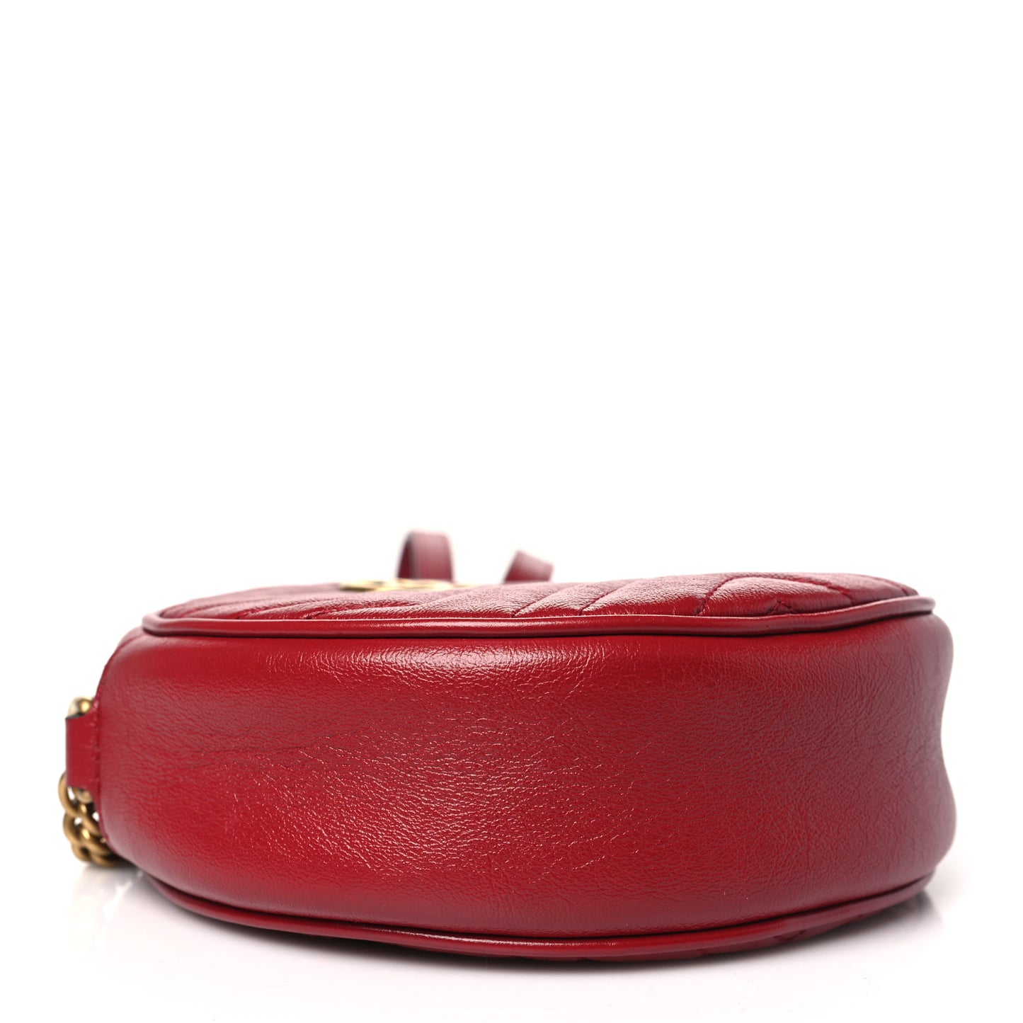 Glazed Calfskin Matelasse Heart Mini GG Marmont Round Shoulder Bag Romantic Cerise