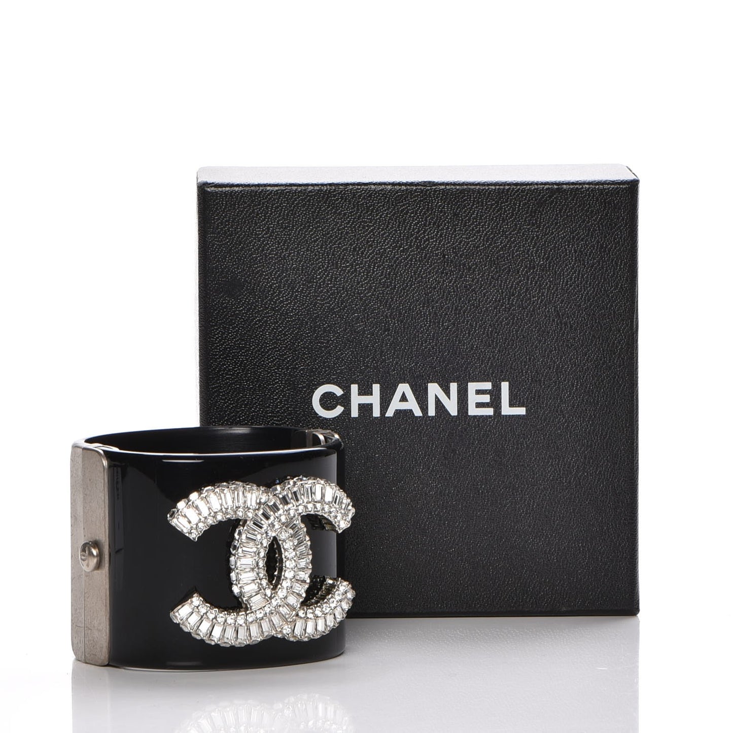 Resin Crystal Baguette CC Wide Cuff Black
