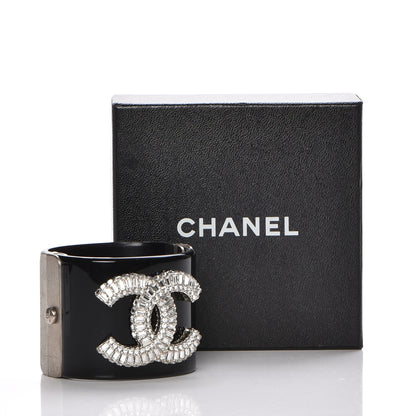 Chanel Resin Crystal Baguette CC Wide Cuff Black 6 of 6