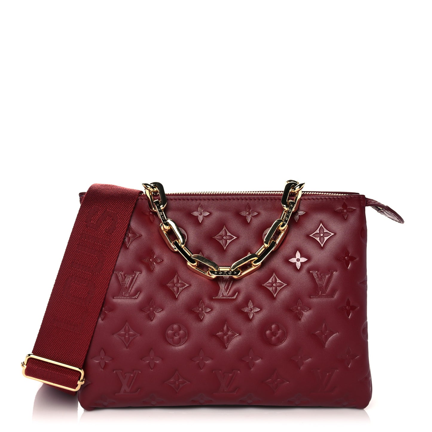 Lambskin Embossed Monogram Coussin PM Wine
