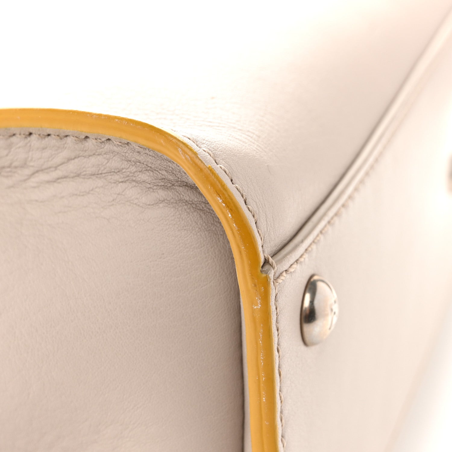 Fendi Vitello Seta Burro Medium Peekaboo Iconic Satchel Grigio Polvere Mattone 17 of 18