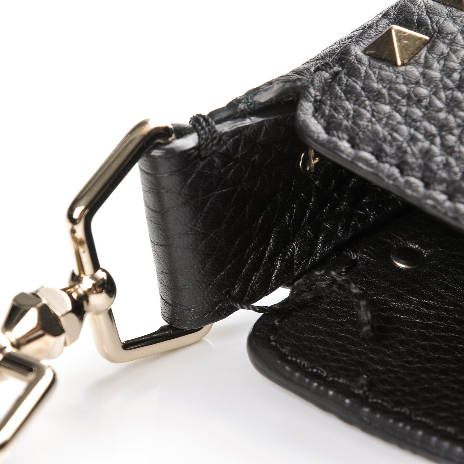 Valentino Garavani Pebbled Calfskin Large Rockstud Flip-Lock Messenger Bag Black 8 of 8