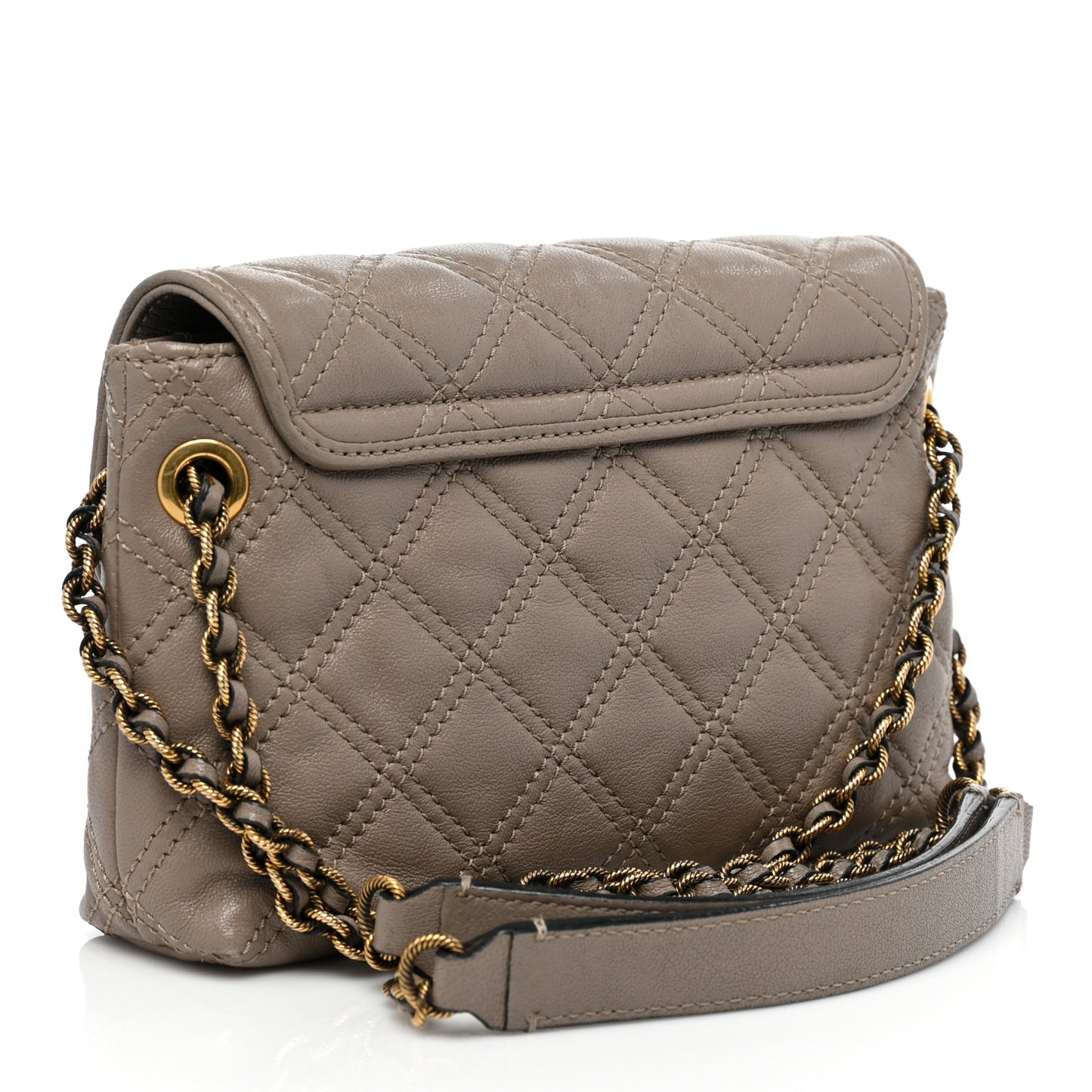 Lacquered Lambskin Baroque Single Flap Grey