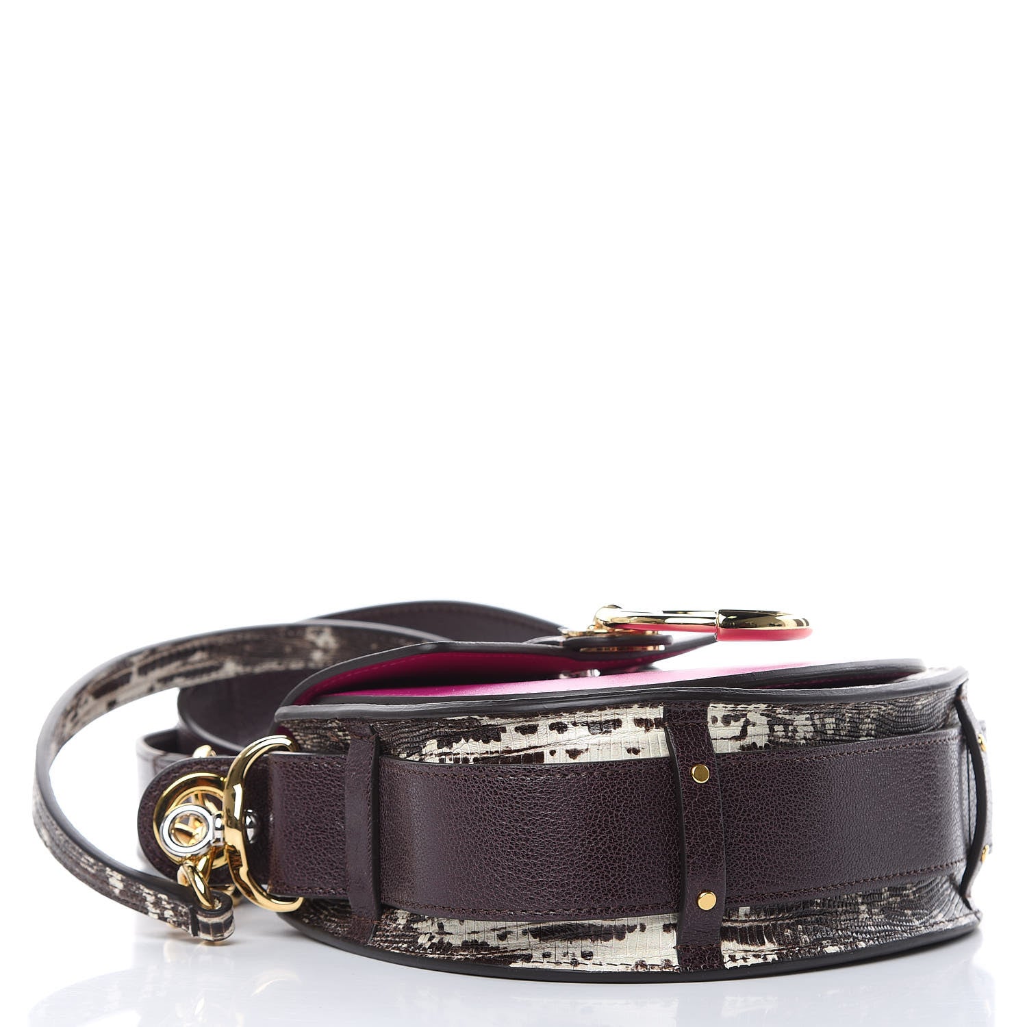 Chloe Calfskin Lizard Embossed Small Tess Bag Black Raisin 4 of 8