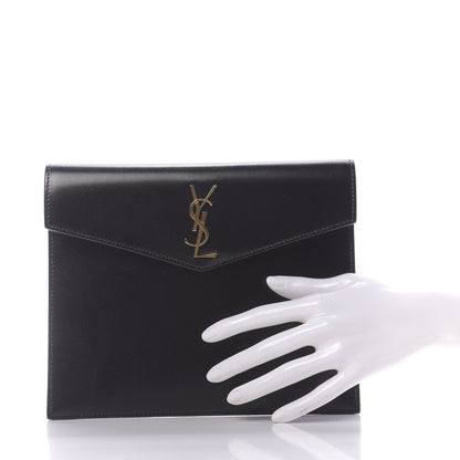 Saint Laurent Smooth Shiny Calfskin Monogram Uptown Baby Pouch Black 3 of 11