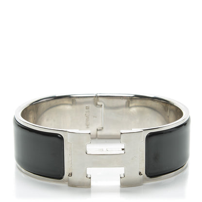 Hermes Enamel Wide Clic Clac H Bracelet GM Black 1 of 4