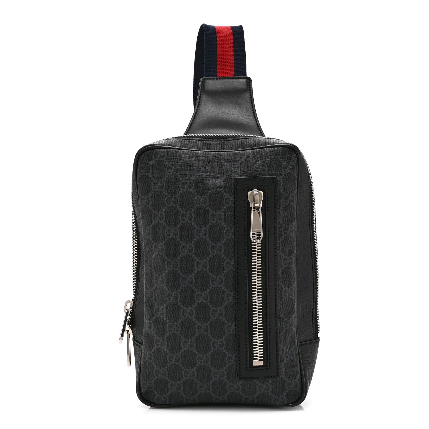 Gucci GG Supreme Monogram Web Belt Bag Black Grey 1 of 10