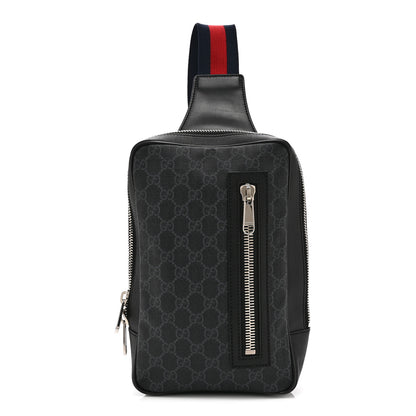 Gucci GG Supreme Monogram Web Belt Bag Black Grey 1 of 10