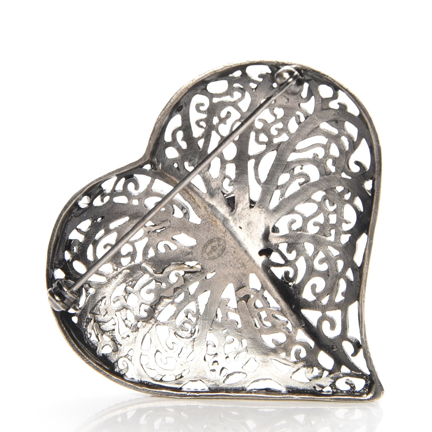 Chanel Ruthenium CC Heart Brooch 3 of 5