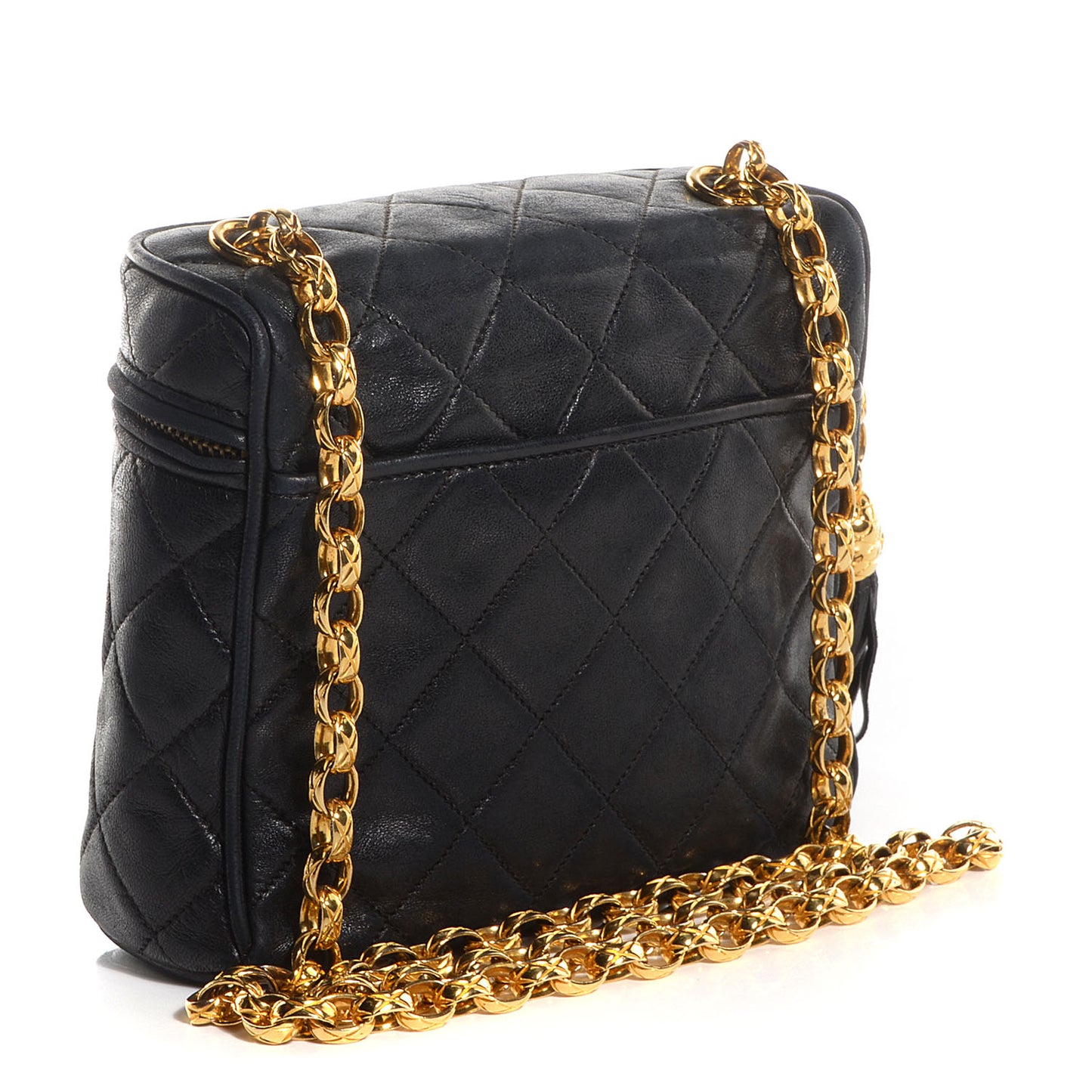 Lambskin CC Tassel Shoulder Bag Black