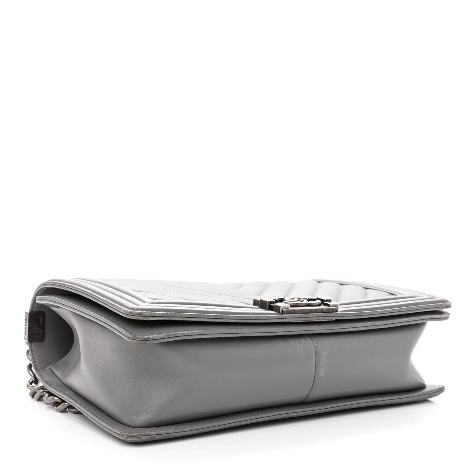 Chanel Lambskin Chevron Quilted New Medium Boy Flap Grey 4 of 10