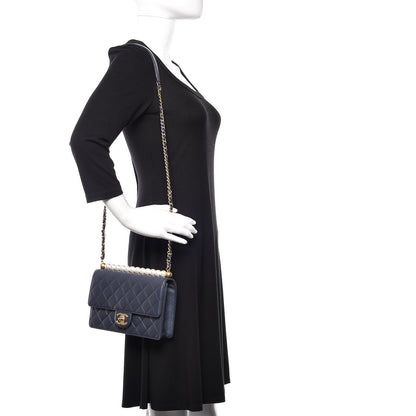 Chanel Iridescent Lambskin Quilted Small Chic Pearls Flap Blue 2 of 10
