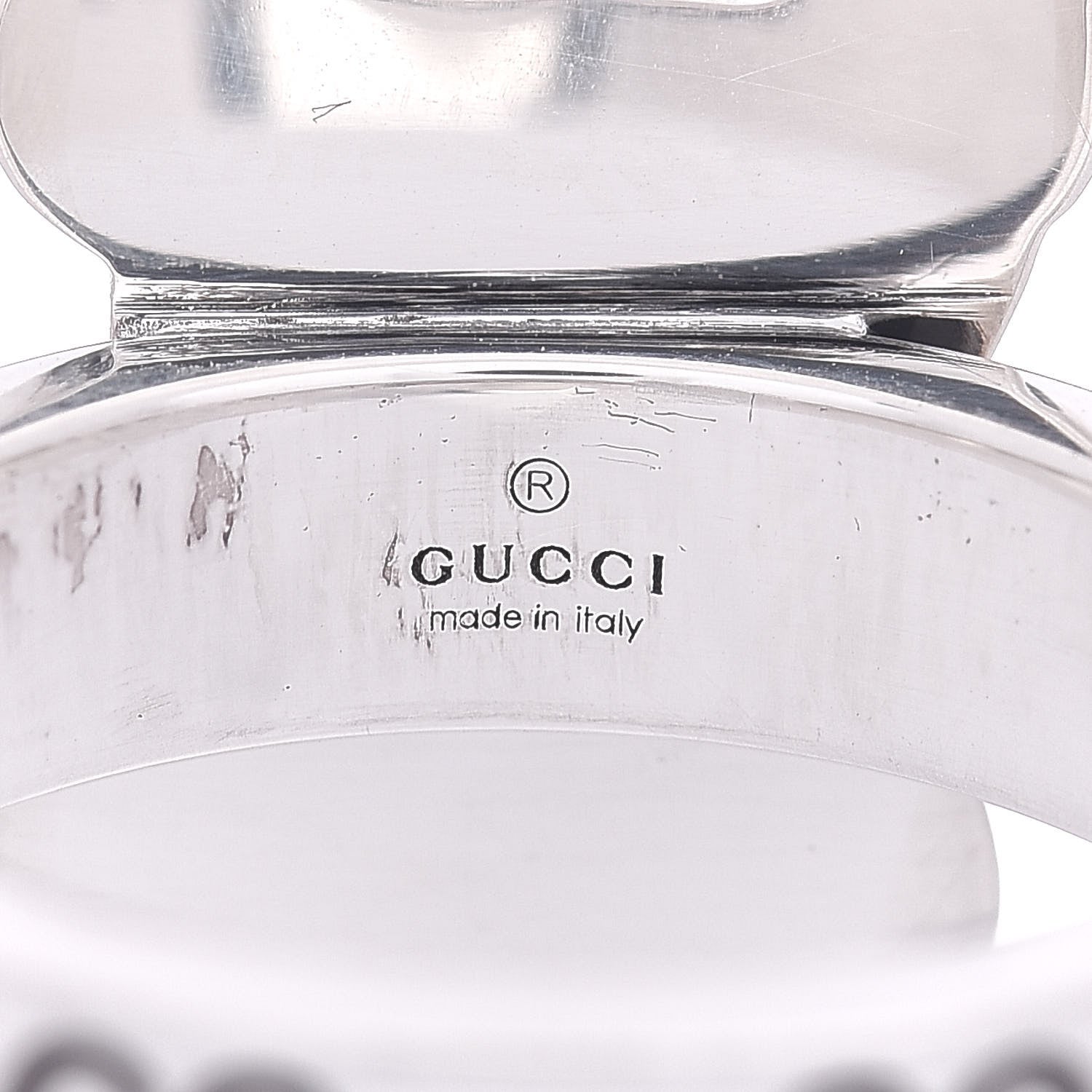 Gucci Sterling Silver Enamel Orso Ring 54 6.75 5 of 6