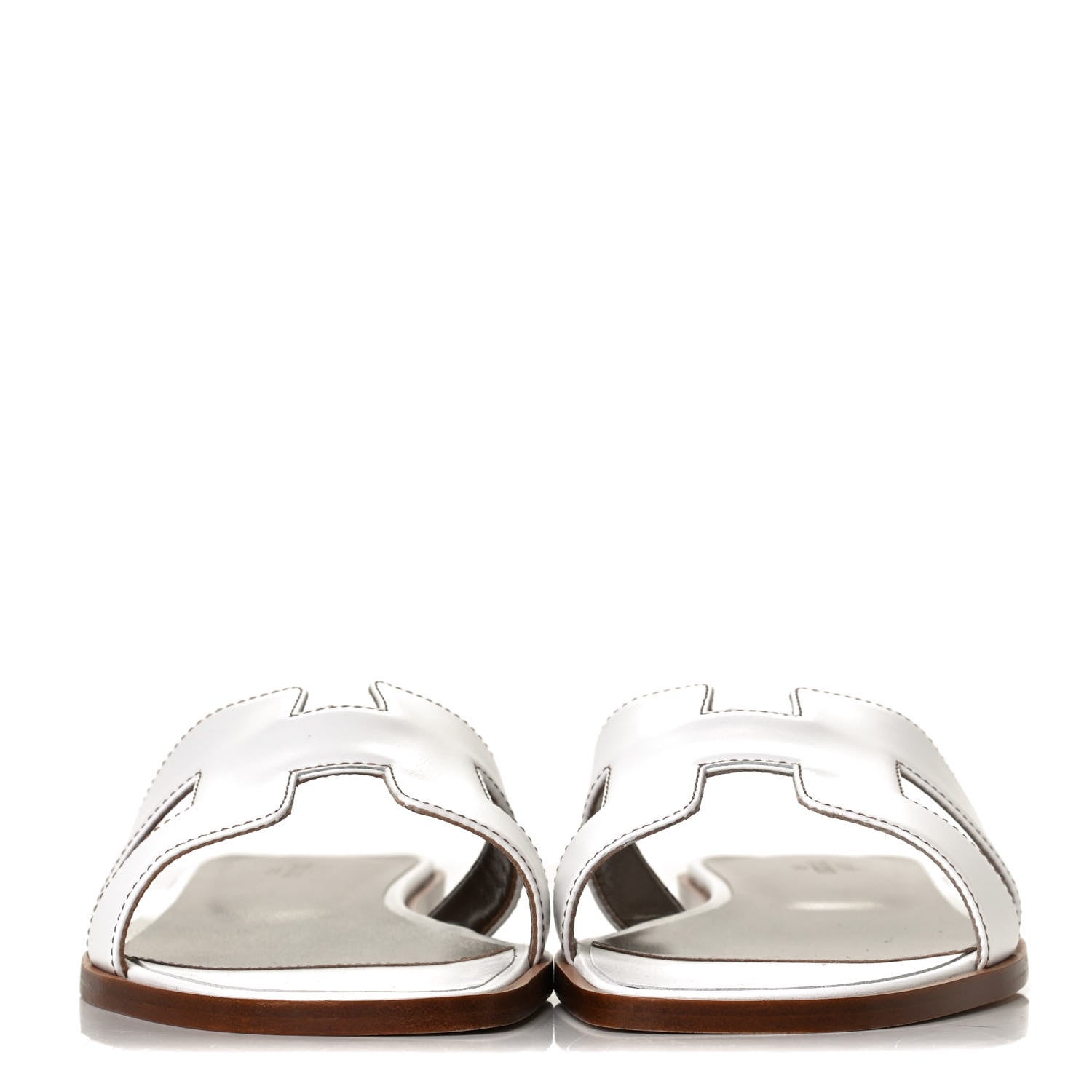 Hermes Box Calfskin Oran Sandals 40.5 White 2 of 10