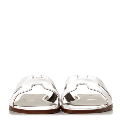 Hermes Box Calfskin Oran Sandals 40.5 White 2 of 10