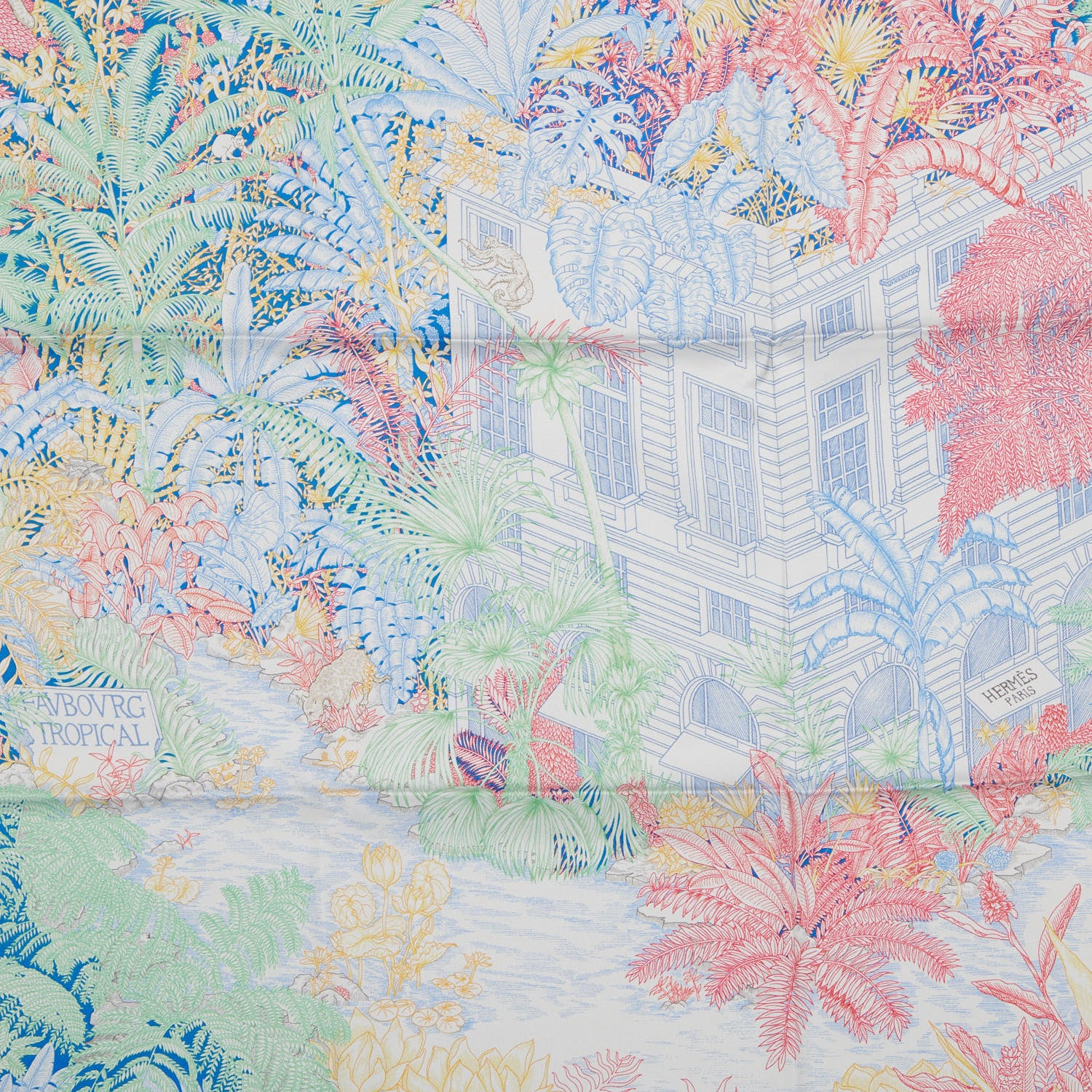Hermes Silk Faubourg Tropical Scarf 90 Pierre Rose Multicolor 2 of 3