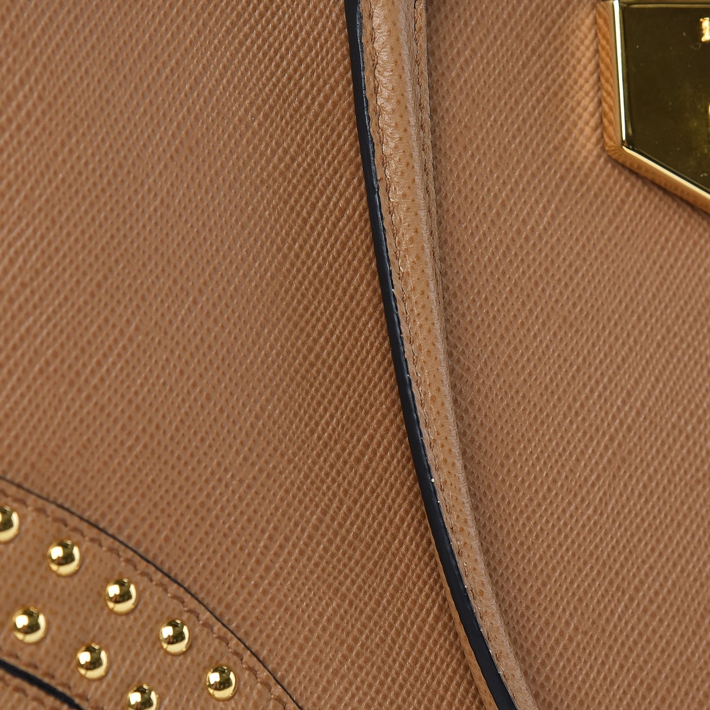 Saffiano Studded Bijou Tote Caramel