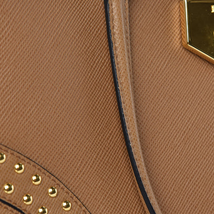 Prada Saffiano Studded Bijou Tote Caramel 10 of 11