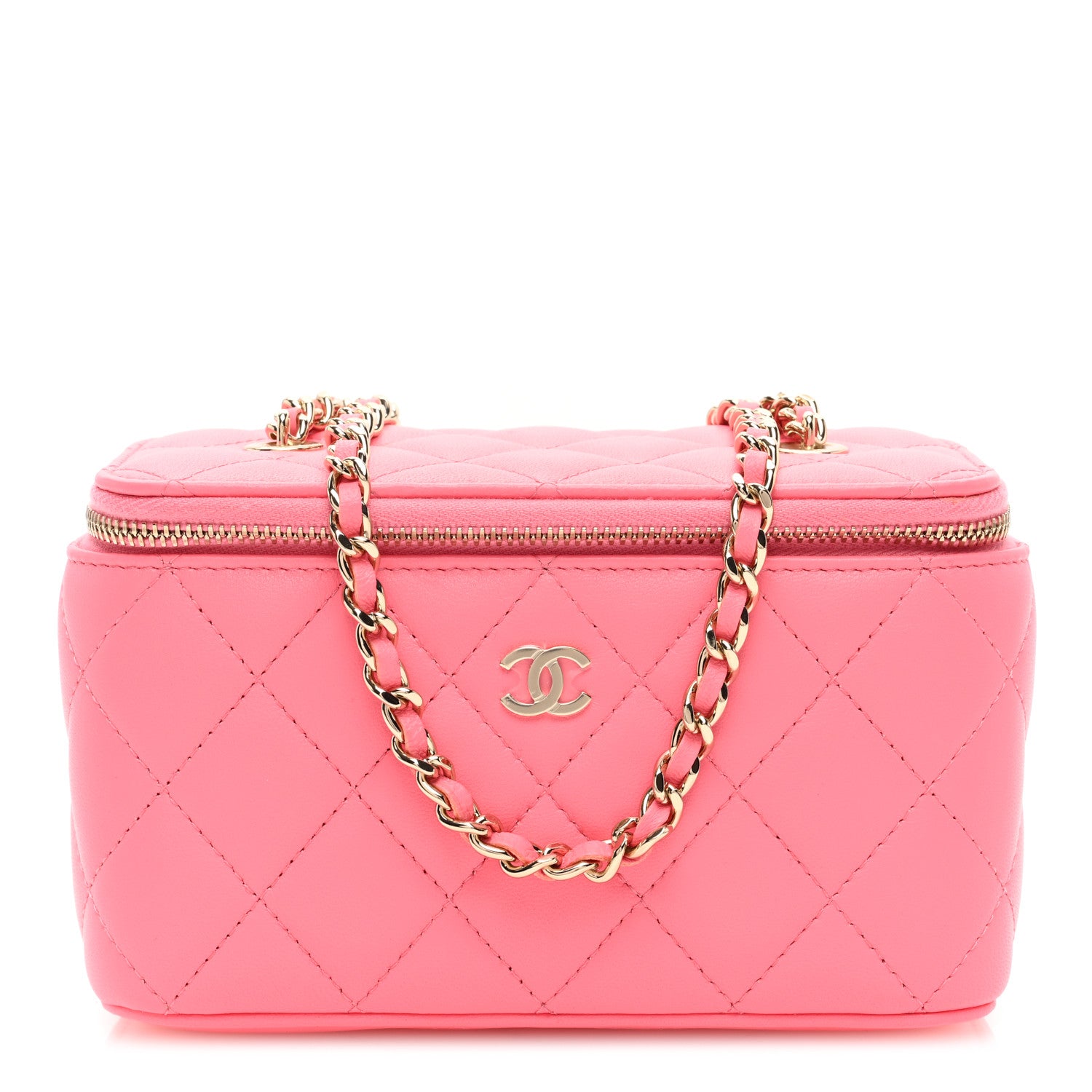 Chanel Lambskin Quilted Small Vanity Case With Chain Pink 1 of 11