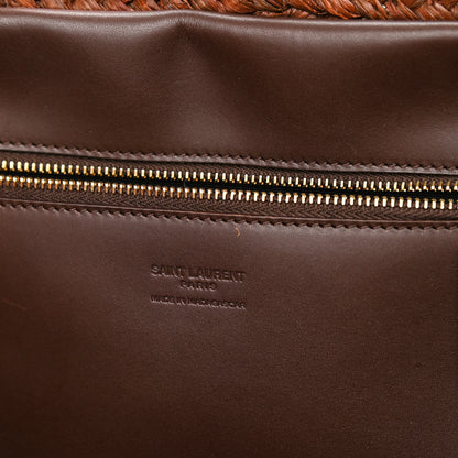 Saint Laurent Raffia Calfskin Medium Panier Tote Dark Chocolate 8 of 12