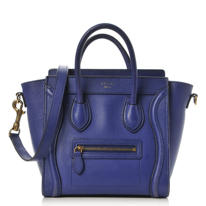 Celine Drummed Calfskin Nano Luggage Indigo 1 of 14