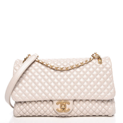 Chanel Metallic Calfskin Micro Quilted Medium Flap White 1 of 8
