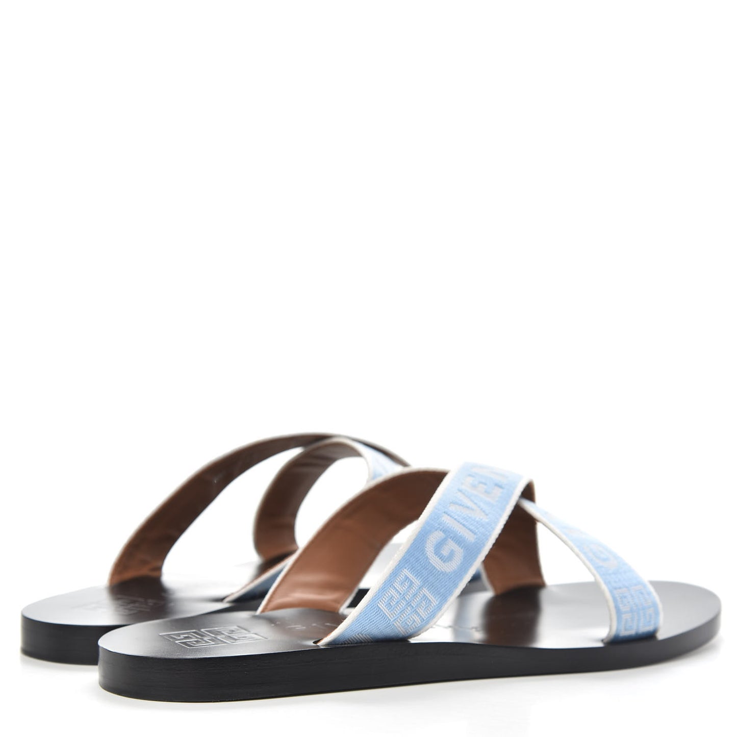 Grosgrain Cross Logo Ankle Strap Sandals 37.5 Blue White