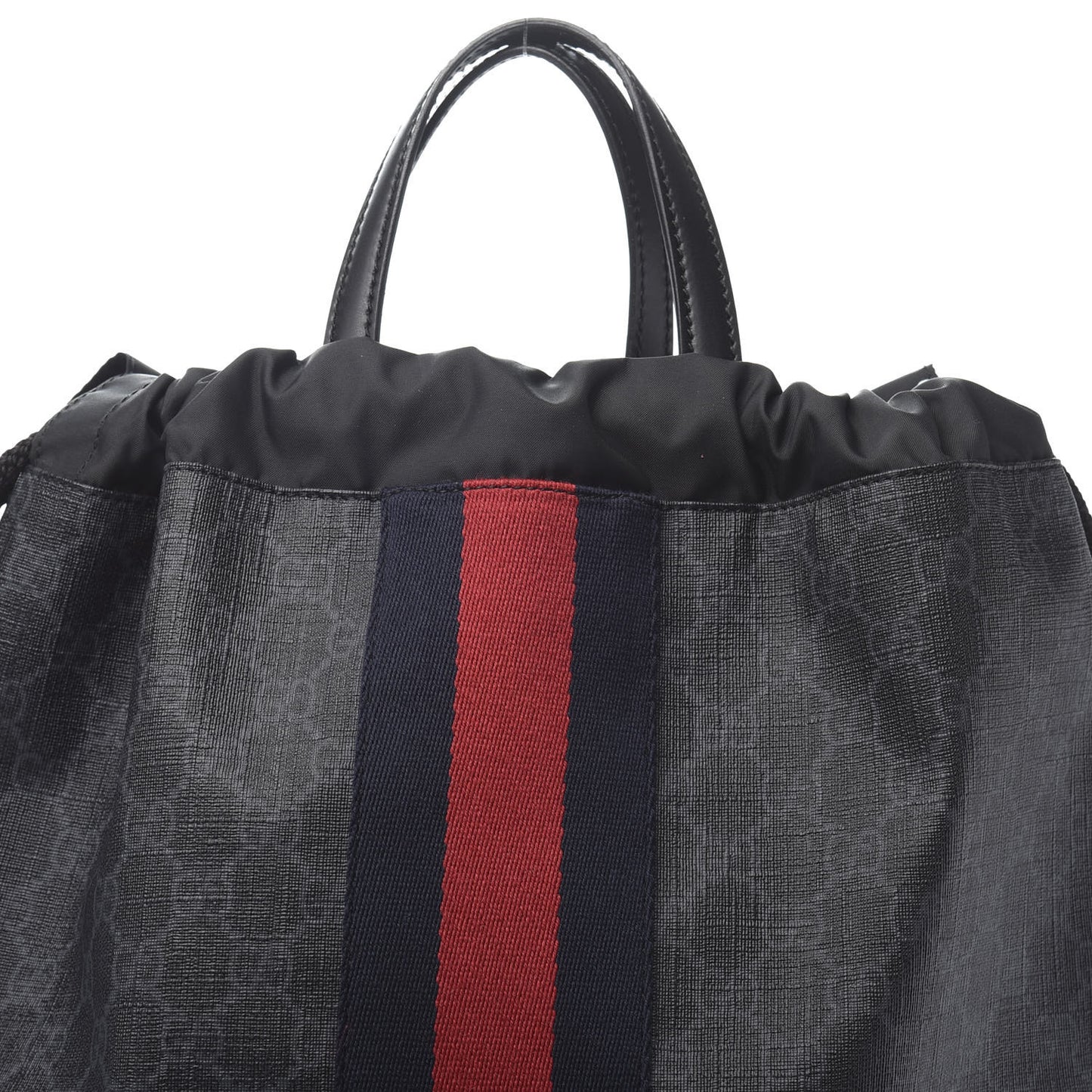Soft GG Supreme Monogram Appia Calfskin Web Drawstring Backpack Black