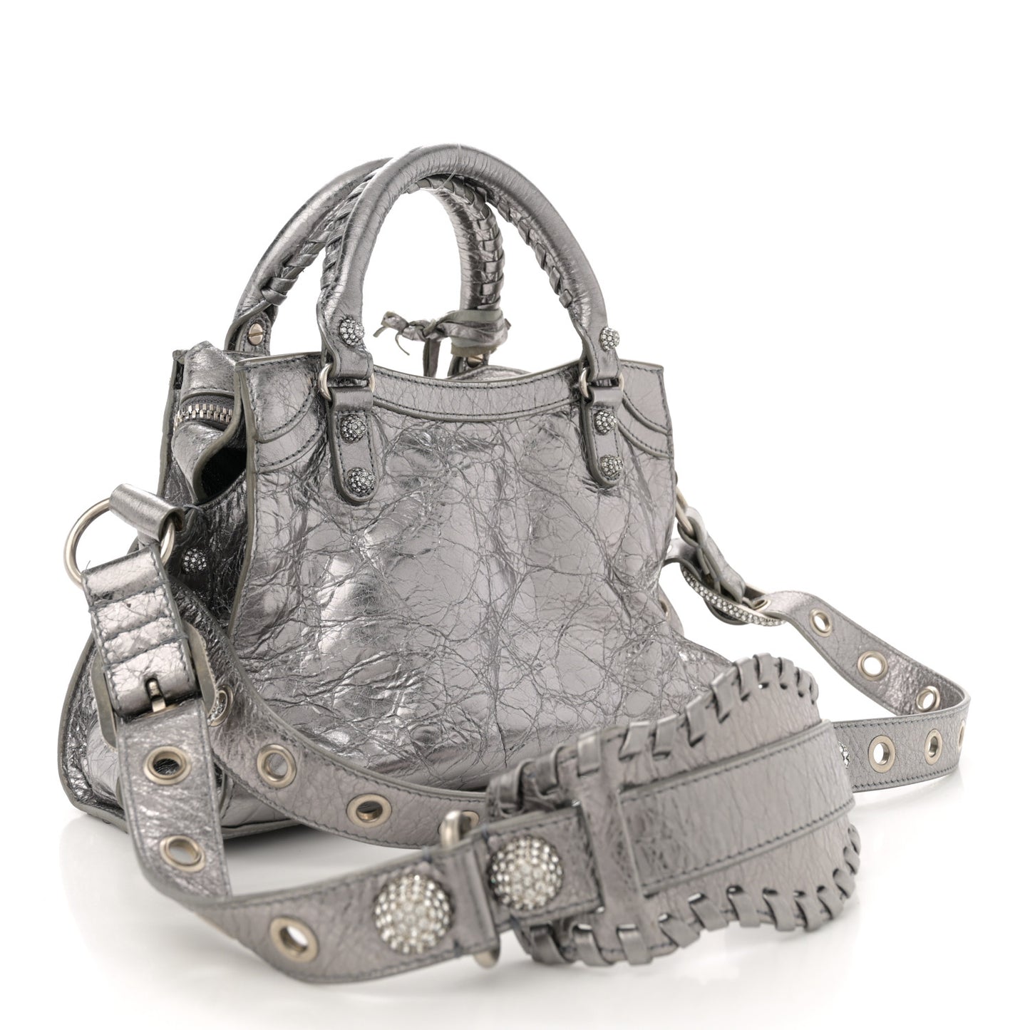 Agneau Arena Crystal Neo Cagole Handbag XS Silver