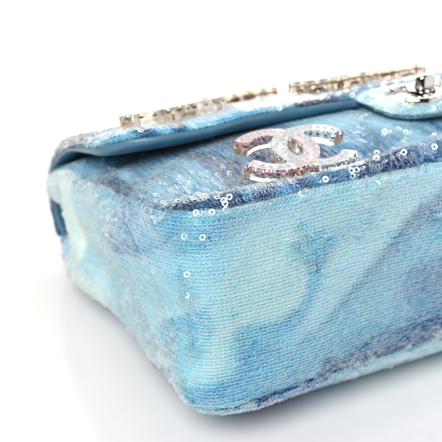 Sequin Resin Crystal Large Waterfall Charms Flap Light Blue