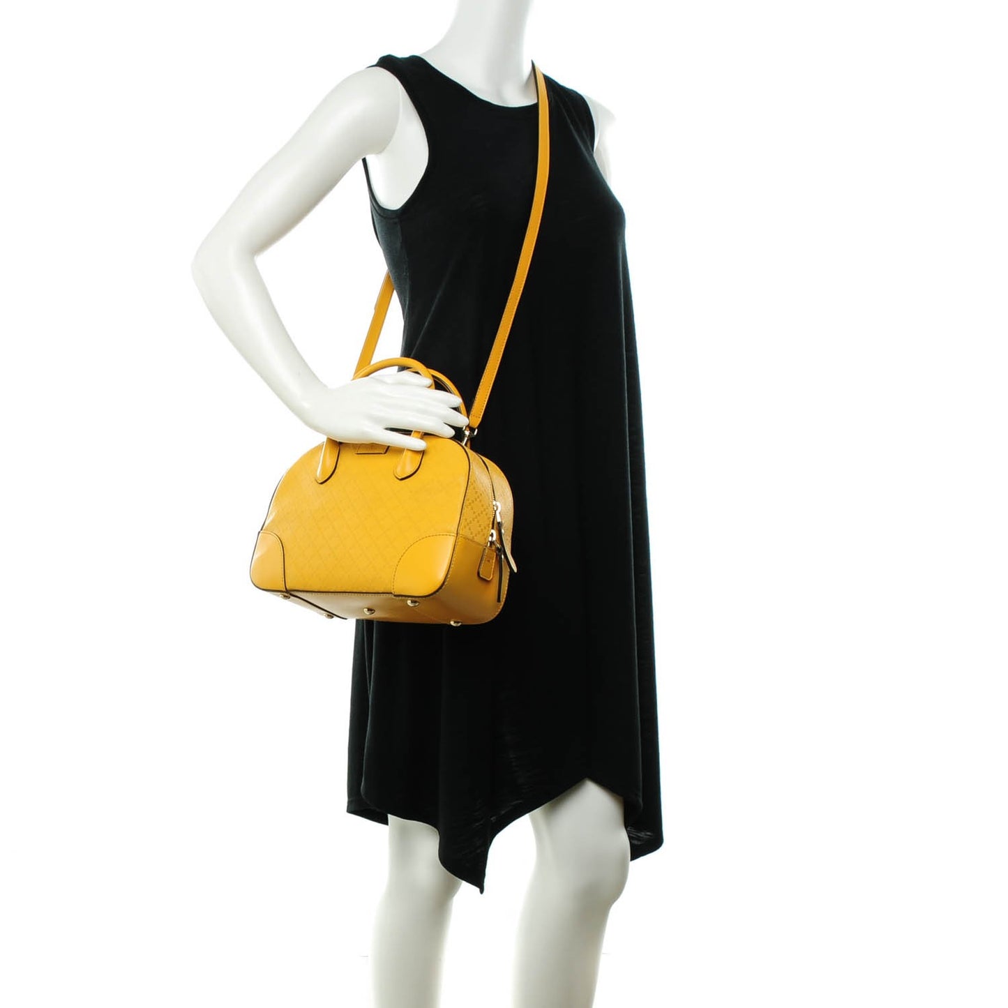 Calfskin Diamante Small Top Handle Bag Yellow