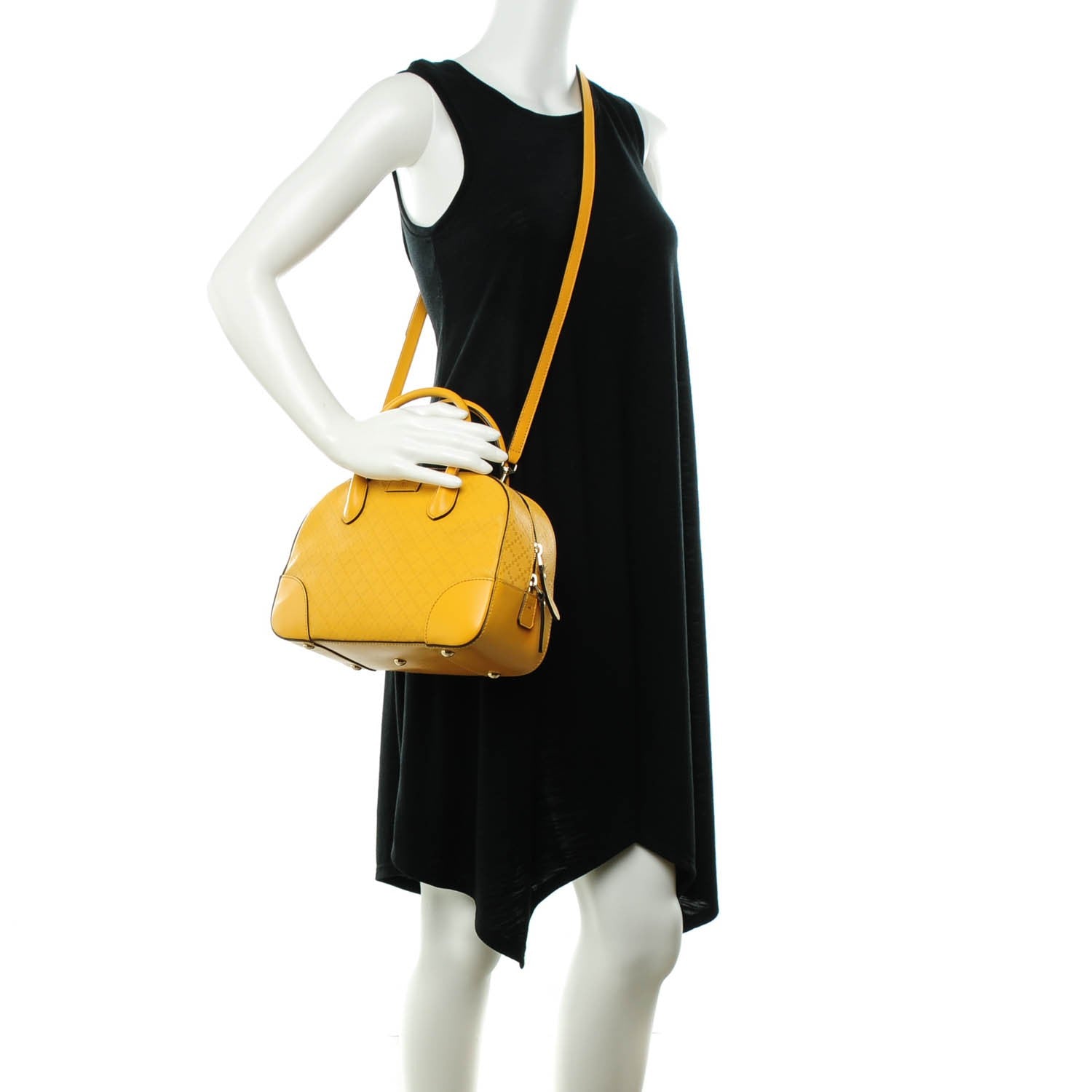 Gucci Calfskin Diamante Small Top Handle Bag Yellow 2 of 7