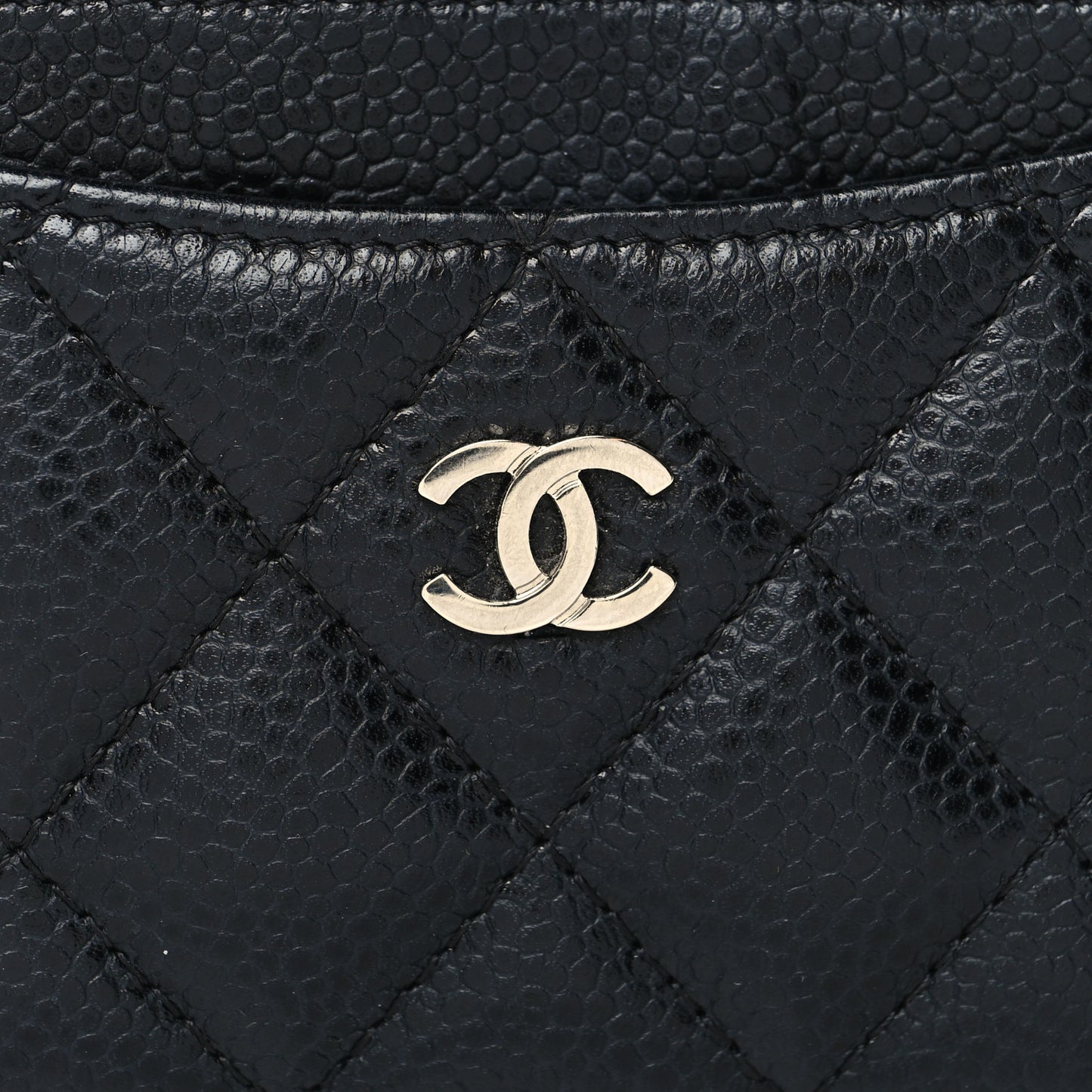 Caviar Quilted Card Holder Black