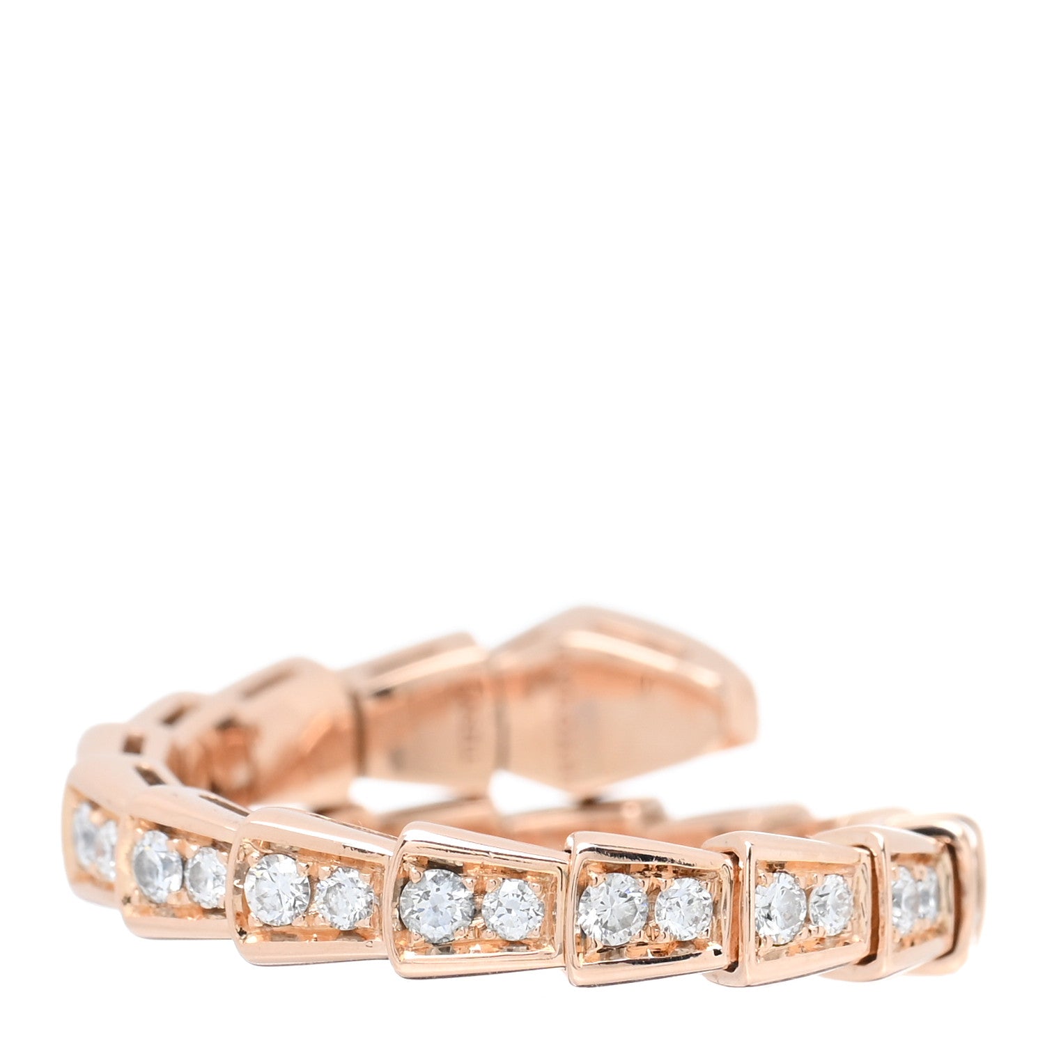 Bulgari 18K Rose Gold Diamond Serpenti Viper Pave Ring L 3 of 5