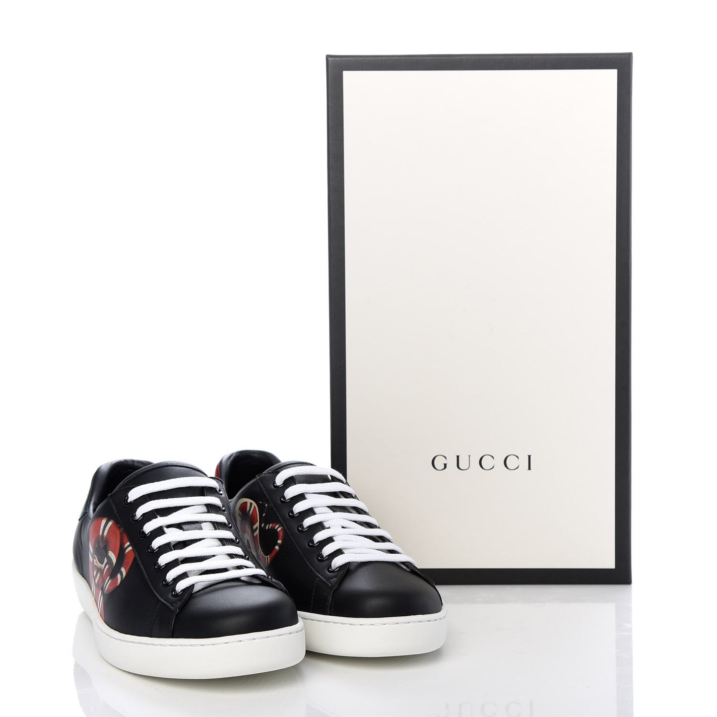 Calfskin Kingsnake Mens Ace Sneakers 8.5 Black Multicolor