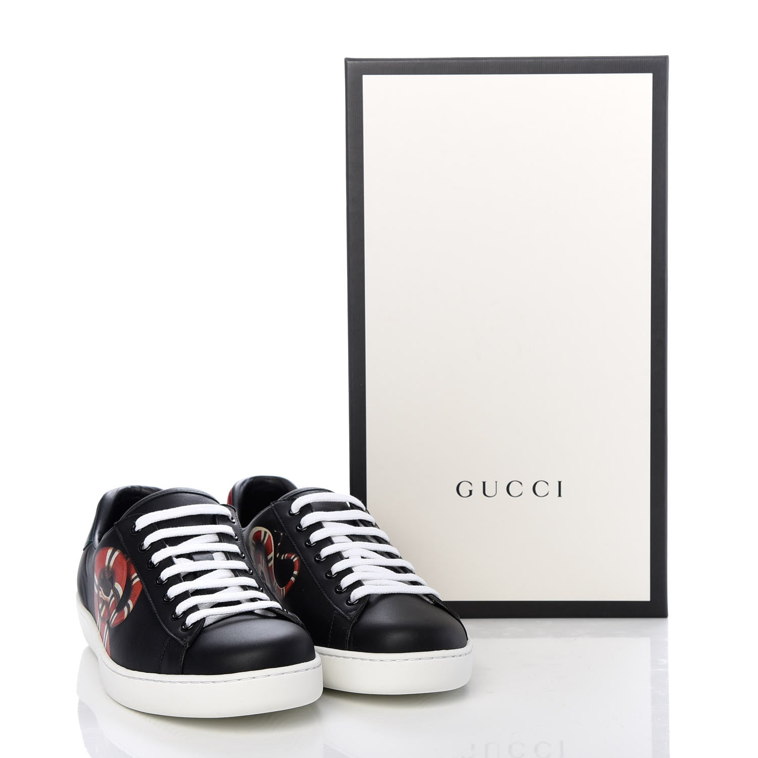 Gucci Calfskin Kingsnake Mens Ace Sneakers 8.5 Black Multicolor 11 of 11