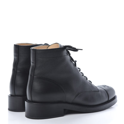 Chanel Calfskin Combat Boots 39.5 Black 4 of 11
