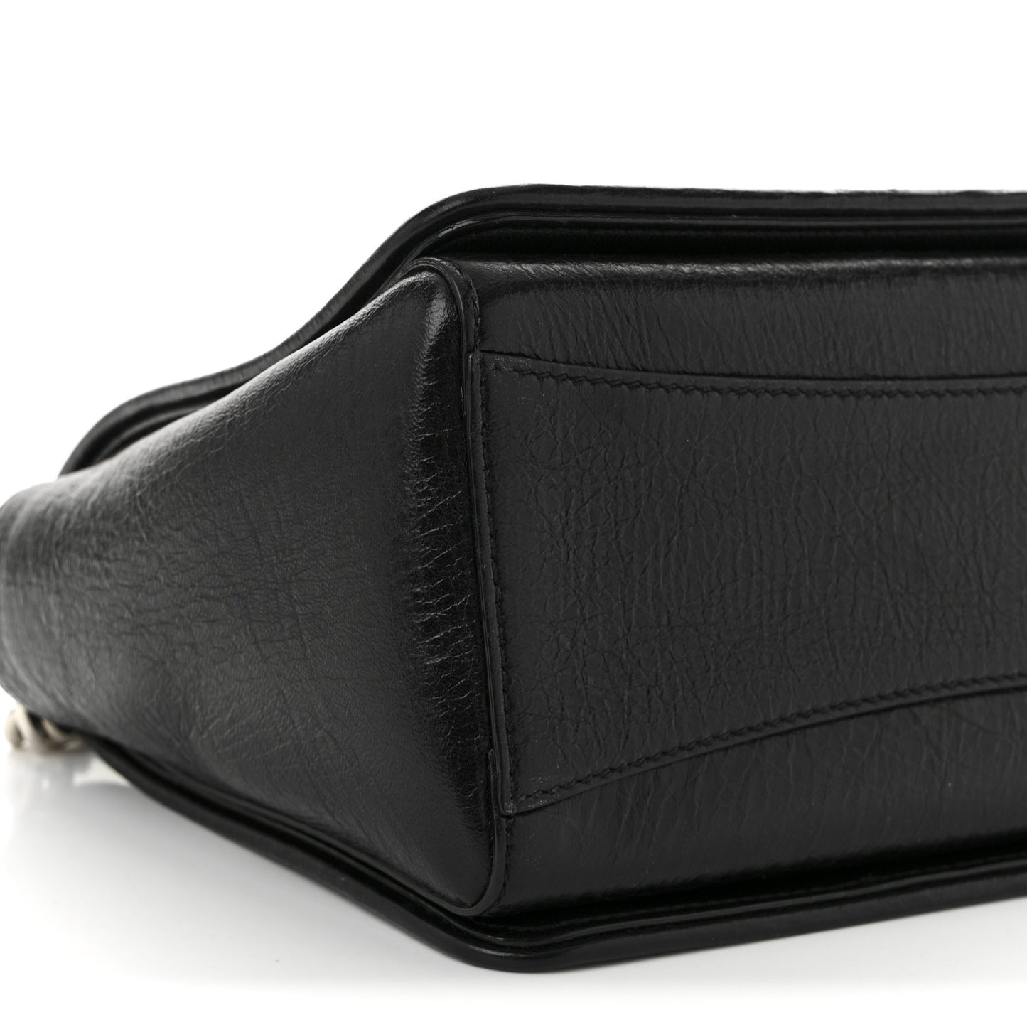 Soft Vintage Goatskin Helia Top Handle Bag Black