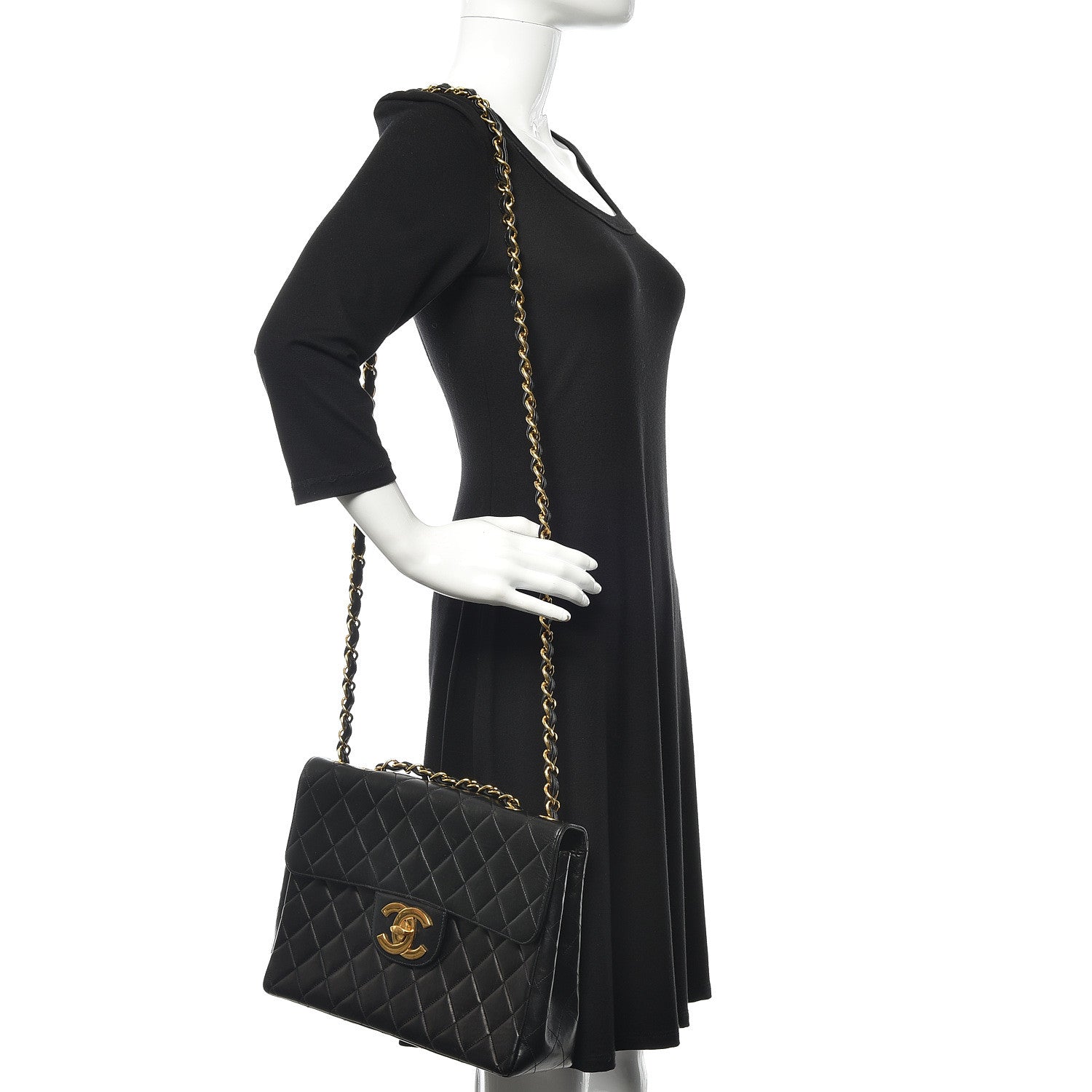 Chanel Lambskin Quilted XL Jumbo Single Flap Black 2 of 17