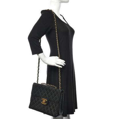 Chanel Lambskin Quilted XL Jumbo Single Flap Black 2 of 17