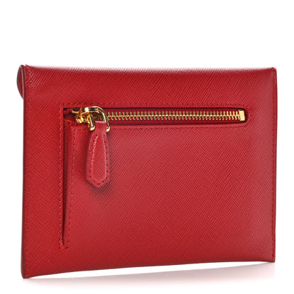 Prada Saffiano Metal Envelope Compact Wallet Fuoco 3 of 12