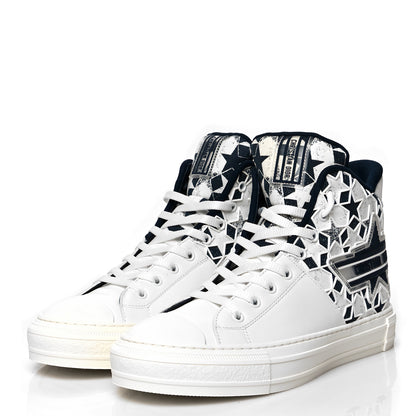 Christian Dior Canvas Embroidered Womens Walk'n' Dior Star High Top Sneakers 42 White Navy 3 of 8