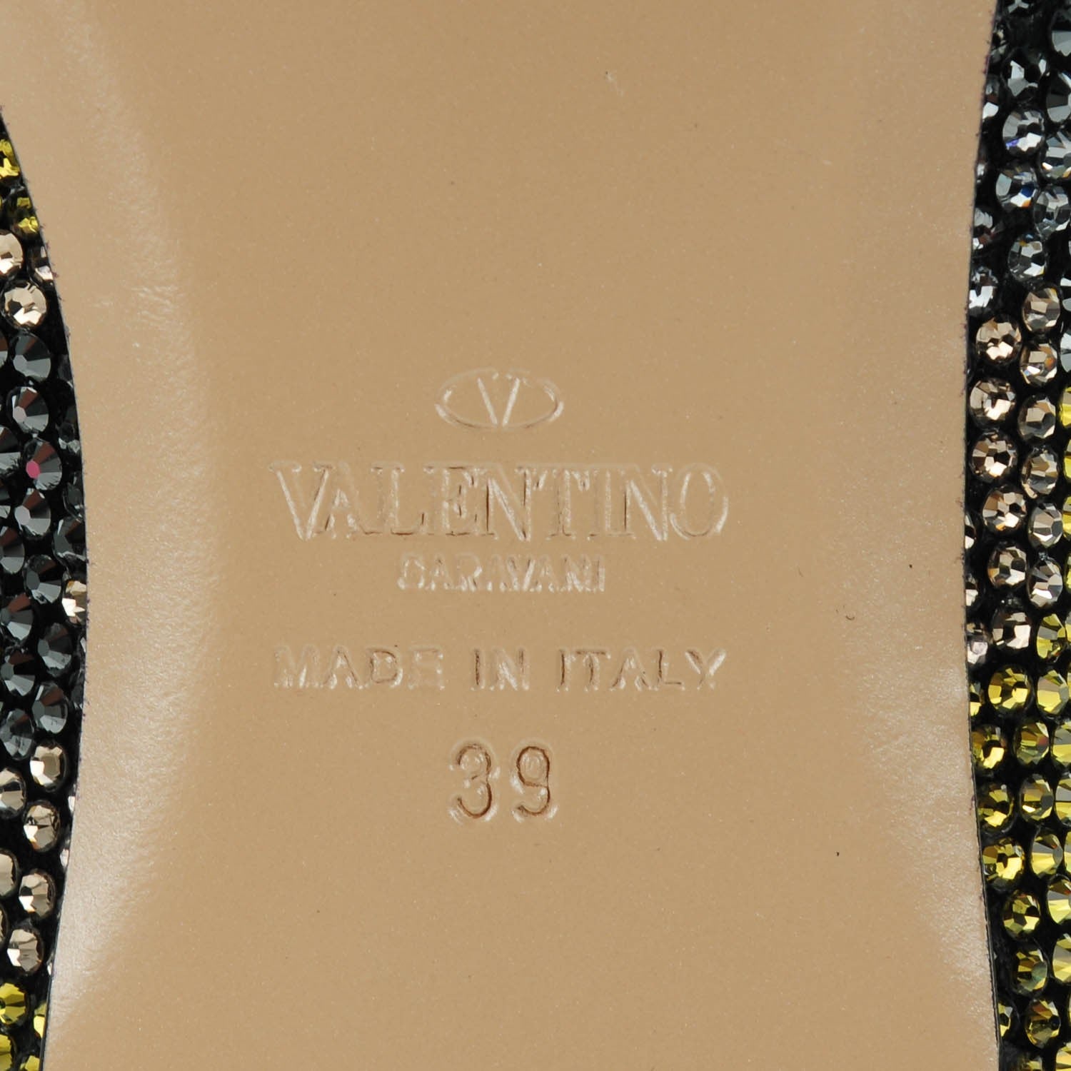 Valentino Garavani Crystal Camouflage Rockstud Cage Ballerina Flats 39 Black 6 of 7